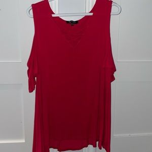 Cold Shoulder Red Criss Cross Top